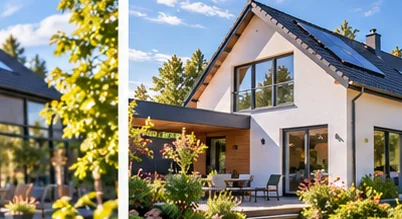Modernes Einfamilienhaus mit Garten als Beispiel für einen Immobilienkauf